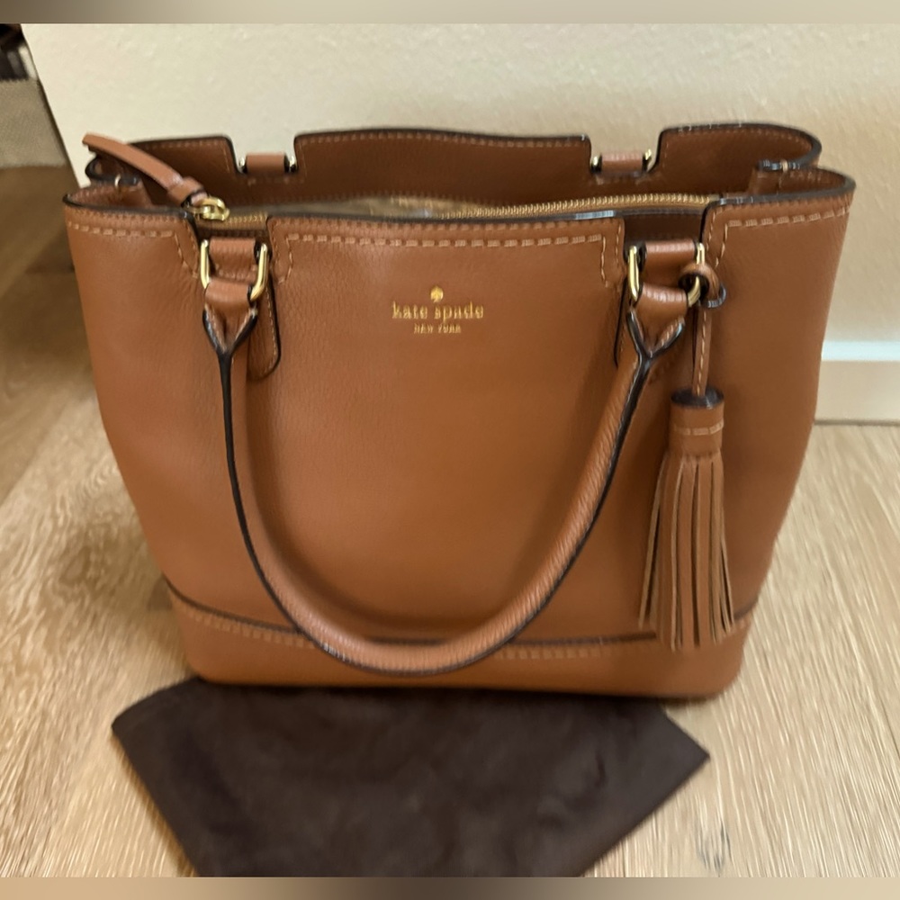 Kate Spade Large Satchel in Tan Pebble Leather